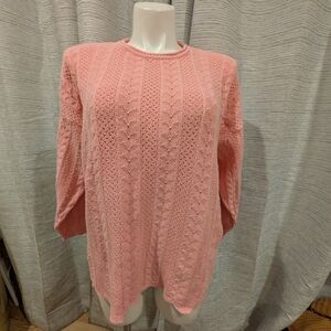 Vintage Absolutely Cotton Pink Knit Sweater - XL